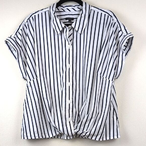 Talbot's Twist Hem Shirt Top Nautical Stripe Size XL - Picture 9 of 10
